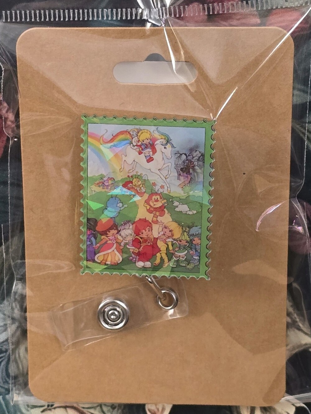 Rainbow Brite Stamp Novelty Holographic Acrylic Badge Reel